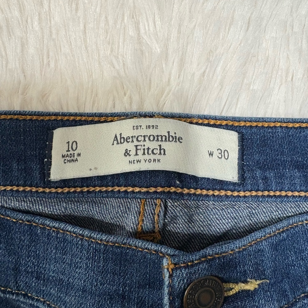 Abercrombie & Fitch Distressed Blue Jean Shorts with Studs - Picture 3 of 6